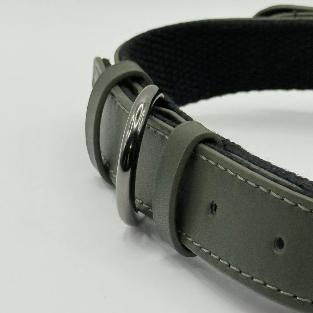 MODUS Adjustable Dog Collar with AirTag Holder Olive Green Size L 12.5-21